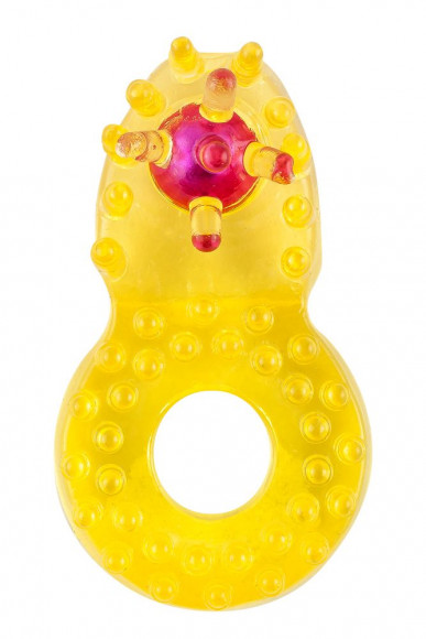 Жёлтое эрекционное кольцо с бусиной