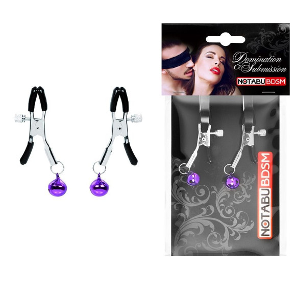 Оригинальные зажимы на соски с фиолетовыми шариками Оригинальные зажимы на соски с фиолетовыми шариками