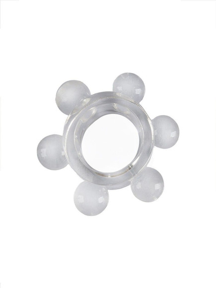 Прозрачное эрекционное кольцо с 6 стимулирующими шариками