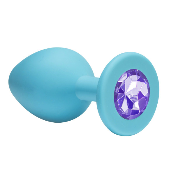 Малая голубая анальная пробка Emotions Cutie Small с фиолетовым кристаллом - 7,5 см. Малая голубая анальная пробка Emotions Cutie Small с фиолетовым кристаллом - 7,5 см.