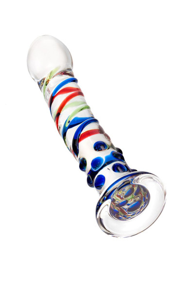 Стеклянный фаллос с различным рельефом - 18 см. Стеклянный фаллос с различным рельефом - 18 см.