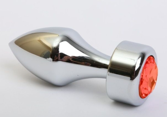 Серебристая анальная пробка с широким основанием и красным кристаллом - 7,8 см. Серебристая анальная пробка с широким основанием и красным кристаллом - 7,8 см.