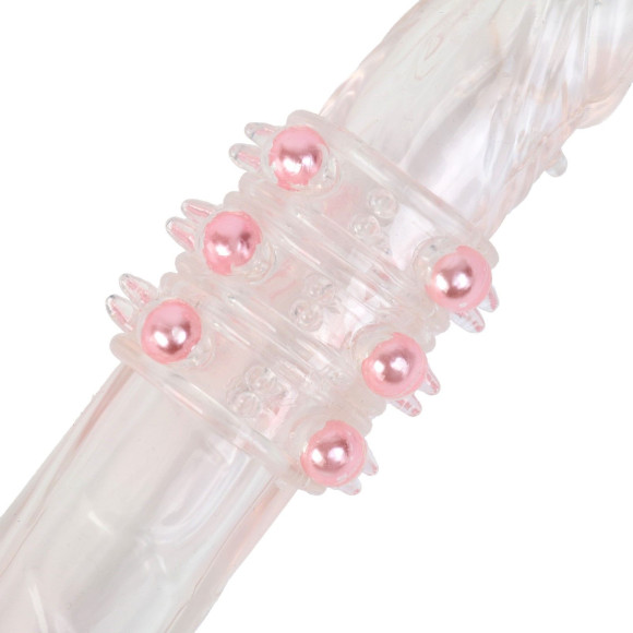 Прозрачная силиконовая насадка на член с цветными бусинами Прозрачная силиконовая насадка на член с цветными бусинами