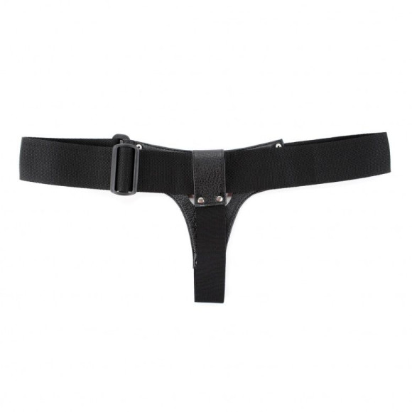 Чёрные кожаные трусики для больших насадок Чёрные кожаные трусики для больших насадок