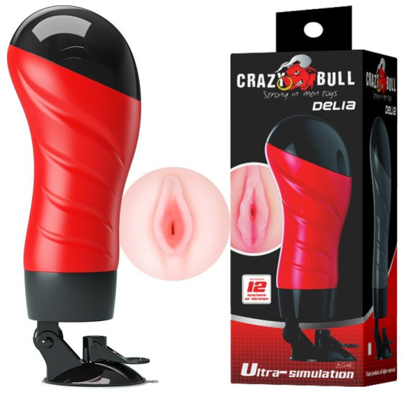 Мастурбатор-вагина Delia с вибрацией и присоской Мастурбатор-вагина Delia с вибрацией и присоской