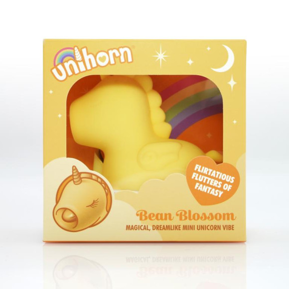 Желтый клиторальный вибромассажер Unihorn Bean Blossom с подвижным язычком Желтый клиторальный вибромассажер Unihorn Bean Blossom с подвижным язычком