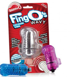 Светящийся синий вибростимулятор на пальчик FingO