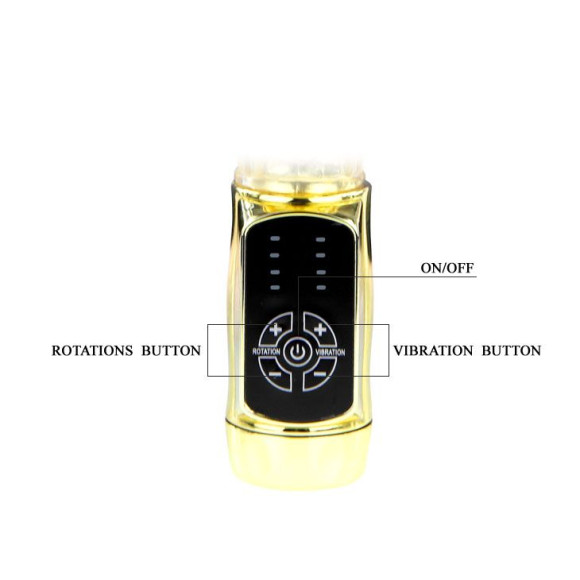 Золотистый вибратор Gold Rabbit Prince с ротацией - 21,5 см. Золотистый вибратор Gold Rabbit Prince с ротацией - 21,5 см.