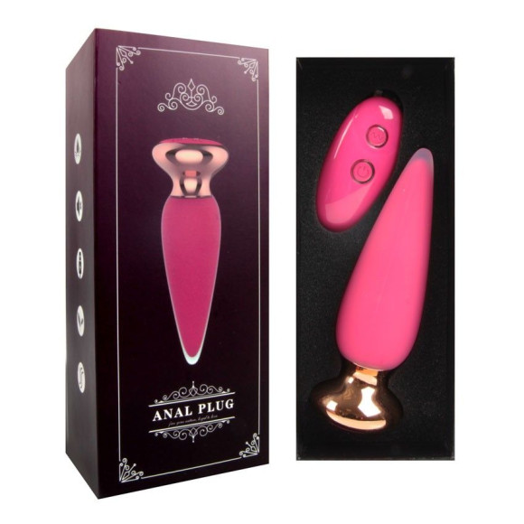 Розовая анальная вибропробка Anal Plug с пультом ДУ - 12 см. Розовая анальная вибропробка Anal Plug с пультом ДУ - 12 см.
