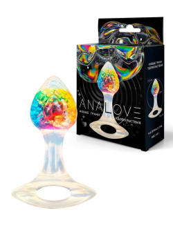 Яркая анальная пробка с ручкой - 8,5 см.