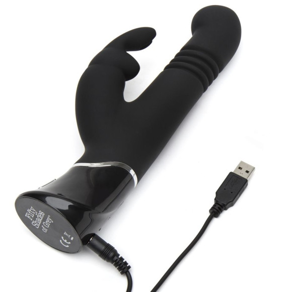 Черный хай-тек вибратор Greedy Girl Thrusting Rabbit Vibrator - 22,8 см. Черный хай-тек вибратор Greedy Girl Thrusting Rabbit Vibrator - 22,8 см.