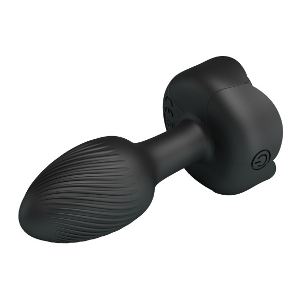 Черная анальная вибропробка с подсветкой Olman - 8,8 см.