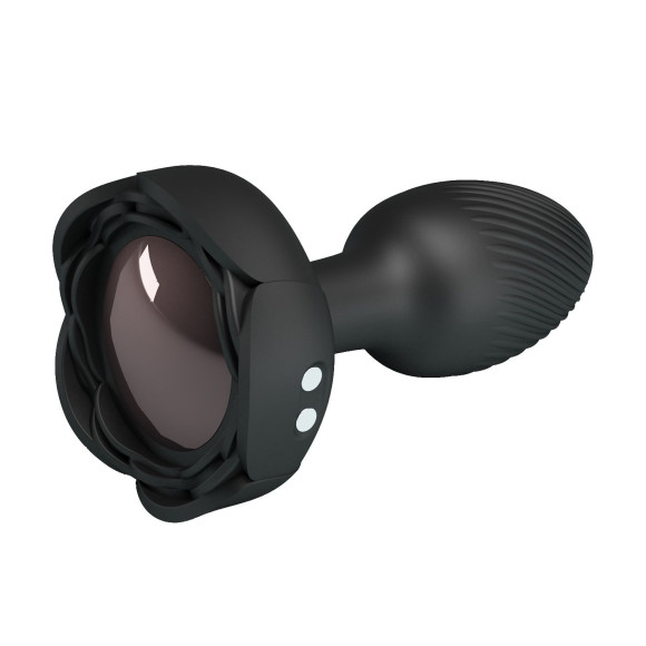 Черная анальная вибропробка с подсветкой Olman - 8,8 см.