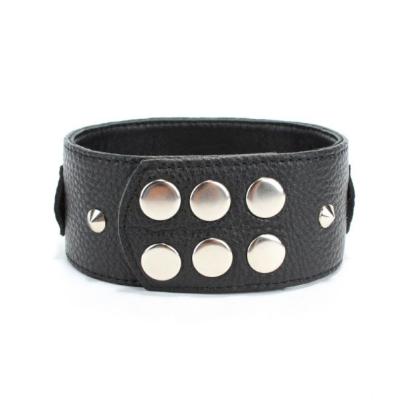 Черный кожаный ошейник с короткими шипами Черный кожаный ошейник с короткими шипами