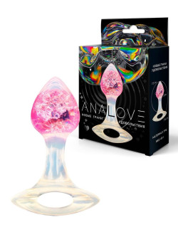 Розоватая анальная пробка с руской - 8,5 см.