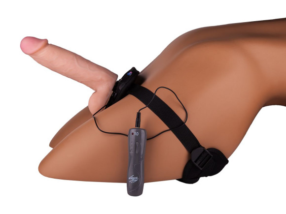 Страпон с 2 насадками и вибрацией UniStrap - 19 и 12 см. Страпон с 2 насадками и вибрацией UniStrap - 19 и 12 см.