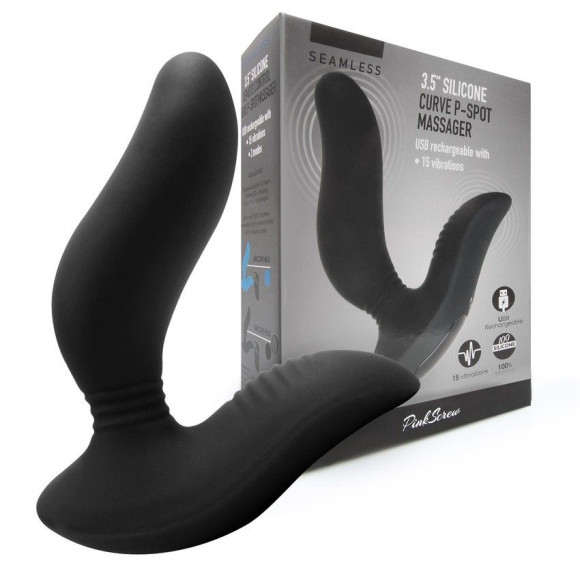 Черный вибромассажер простаты 3,5’’ Curve P-spot Massager - 12 см. Черный вибромассажер простаты 3,5’’ Curve P-spot Massager - 12 см.