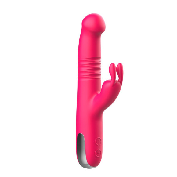 Розовый вибратор-ротатор со стимулятором клитора и возвратно-поступательными движениями - 22,4 см. Розовый вибратор-ротатор со стимулятором клитора и возвратно-поступательными движениями - 22,4 см.