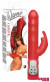 Красный вибратор Bunny с клиторальным зайчиком - 27 см.