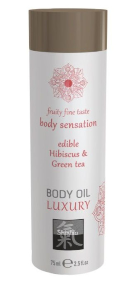 Съедобное массажное масло с ароматом гибискуса и зеленого чая - 75 мл. Съедобное массажное масло с ароматом гибискуса и зеленого чая - 75 мл.