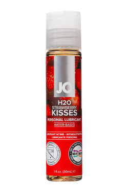 Лубрикант на водной основе с ароматом клубники JO Flavored Strawberry Kisses - 30 мл.