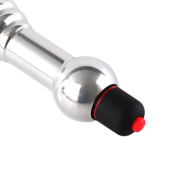 Серебристая пробка MH T1 с вибрацией и рёбрами - 11,5 см.