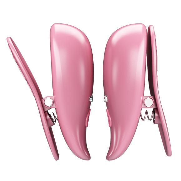Розовые вибромассажеры для сосков с пультом ДУ Cayley