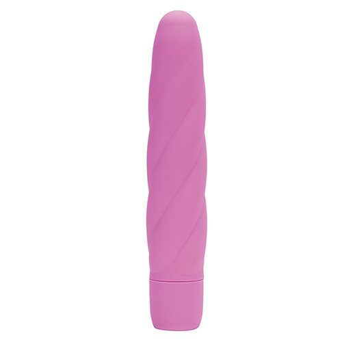 Розовый вибратор со спиралевидным рельефом TWIRLY VIBE SILICONE - 19 см.