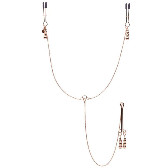 Золотистые зажимы для сосков и клитора All Sensation Nipple and Clitoral Chain Золотистые зажимы для сосков и клитора All Sensation Nipple and Clitoral Chain