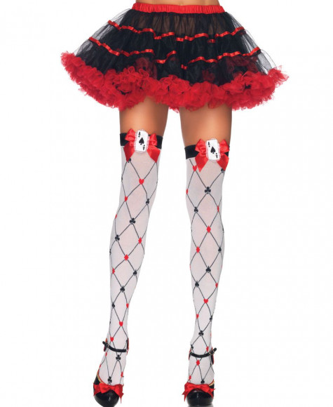 Игровые чулочки Leg Avenue с принтом в виде карточных мастей 