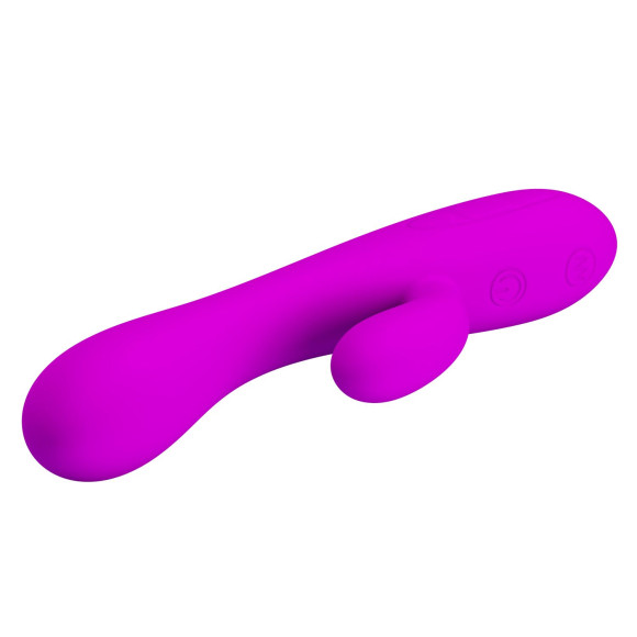 Лиловый вибратор Victor с клиторальным стимулятором - 17 см. Лиловый вибратор Victor с клиторальным стимулятором - 17 см.