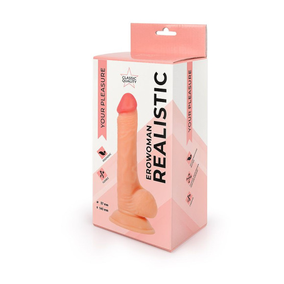 Реалистичный фаллоимитатор Erowoman с мошонкой на присоске - 20 см. Реалистичный фаллоимитатор Erowoman с мошонкой на присоске - 20 см.