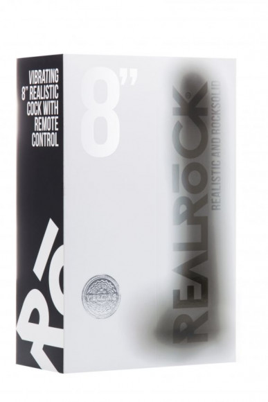 Чёрный вибратор-реалистик Vibrating Realistic Cock 8  With Scrotum - 20 см.