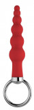 Красный анальный стимулятор-елочка с кольцом - 10,2 см.