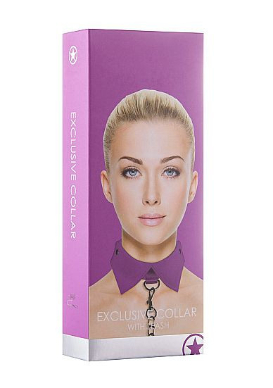 Фиолетовый кожаный воротник с поводком