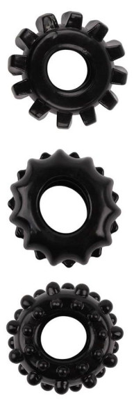 Набор из 3 черных эрекционных колец SET OF 3 COCKRINGS Набор из 3 черных эрекционных колец SET OF 3 COCKRINGS