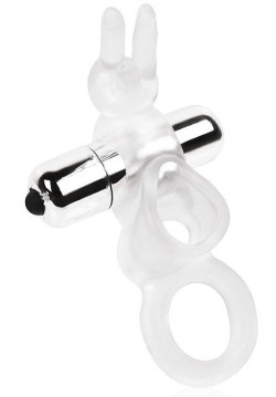 Прозрачное эрекционное виброкольцо с усиками Прозрачное эрекционное виброкольцо с усиками