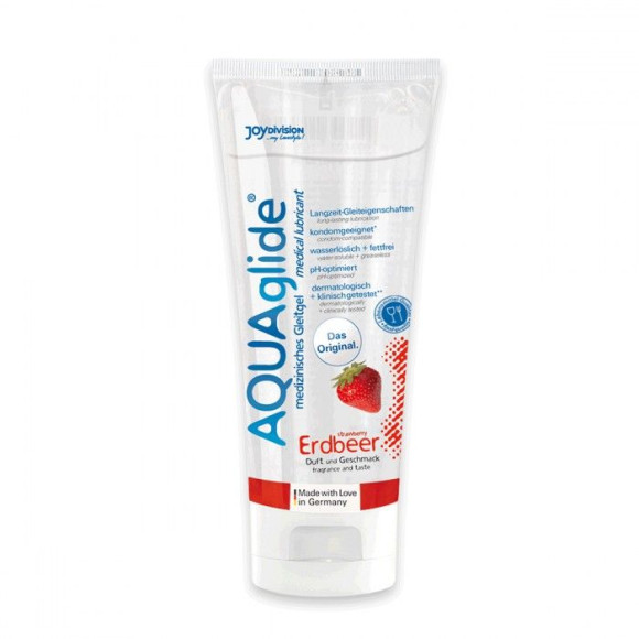 Гель-лубрикант на водной основе AQUAglide с ароматом клубники - 100 мл. Гель-лубрикант на водной основе AQUAglide с ароматом клубники - 100 мл.