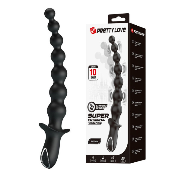 Черная анальная ёлочка с мощной вибрацией Rigdon - 26 см.