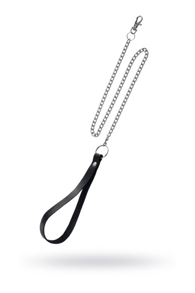 Поводок с ручкой из черной натуральной кожи и карабином для ошейника Поводок с ручкой из черной натуральной кожи и карабином для ошейника