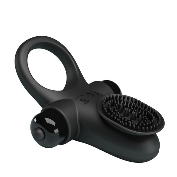 Черное эрекционное виброкольцо в клиторальной щеточкой Vibrant Penis Ring II Черное эрекционное виброкольцо в клиторальной щеточкой Vibrant Penis Ring II