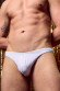 Белые мужские трусы-тонги с контрастной строчкой Белые мужские трусы-тонги с контрастной строчкой