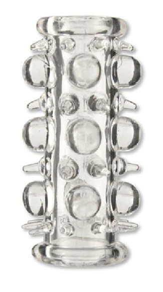 Прозрачная  насадка на пенис с шипами и шишечками