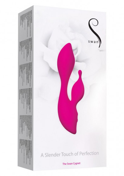 Розовый вибратор с клиторальным отростком Swan Cygnet - 19,5 см.