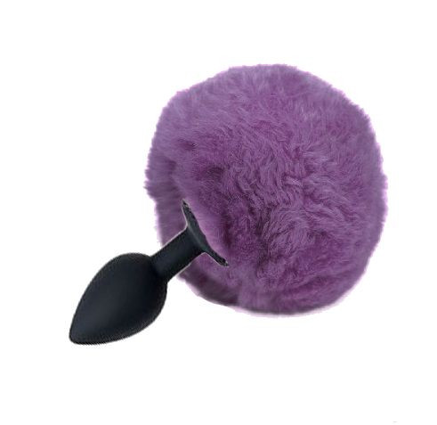 Черная анальная пробка с сиреневым хвостиком зайки