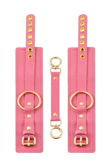 Розовые однослойные кожаные оковы