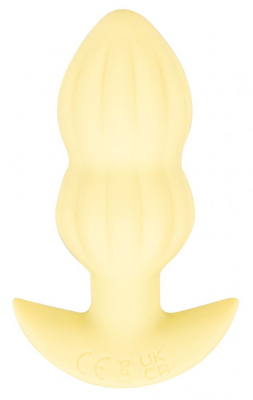 Желтая анальная пробка с вибрацией Cuties Vibrating Mini Butt Plug - 8 см.
