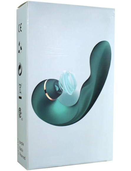 Зеленый вибратор с вакуумной стимуляцией Triple Ecstasy - 17,5 см. Зеленый вибратор с вакуумной стимуляцией Triple Ecstasy - 17,5 см.