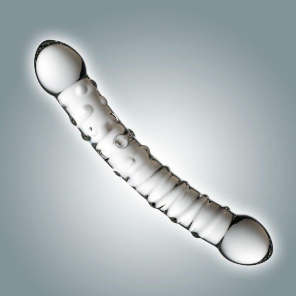 Прозрачный двусторонний фаллоимитатор с 2 видами рельефа - 20,5 см. Прозрачный двусторонний фаллоимитатор с 2 видами рельефа - 20,5 см.