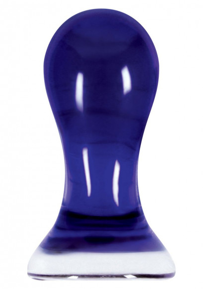 Cиний стеклянный анальный стимулятор Crystal Pops Large - 10,1 см.